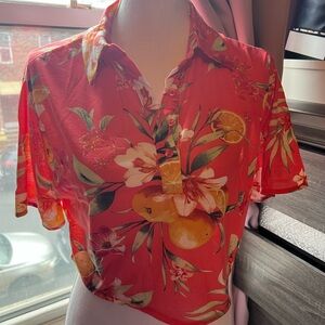 Floral Tropical Fruit Women's Crop Top NWT new medium
